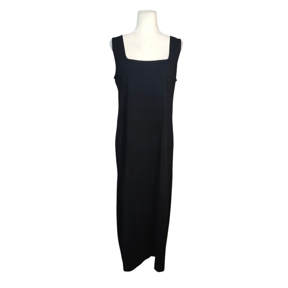 Vince Black Maxi Dress 100% Pima Cotton Square Neck Quiet Luxury Minimal Large
